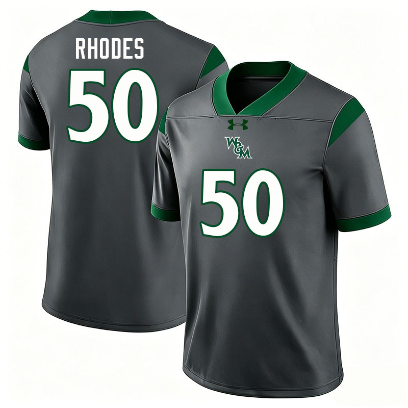 William & Mary Tribe #50 Luke Rhodes College Football Jerseys,Uniforms-Grey